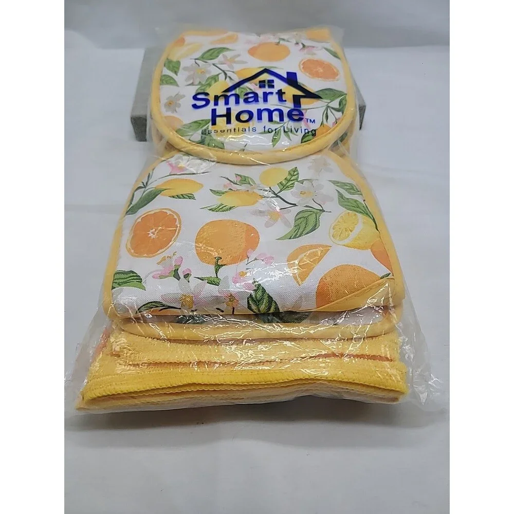 New Smart Home Essentials for Living Yellow Lemons 7 Piece Kitchen Gift Set Vtg